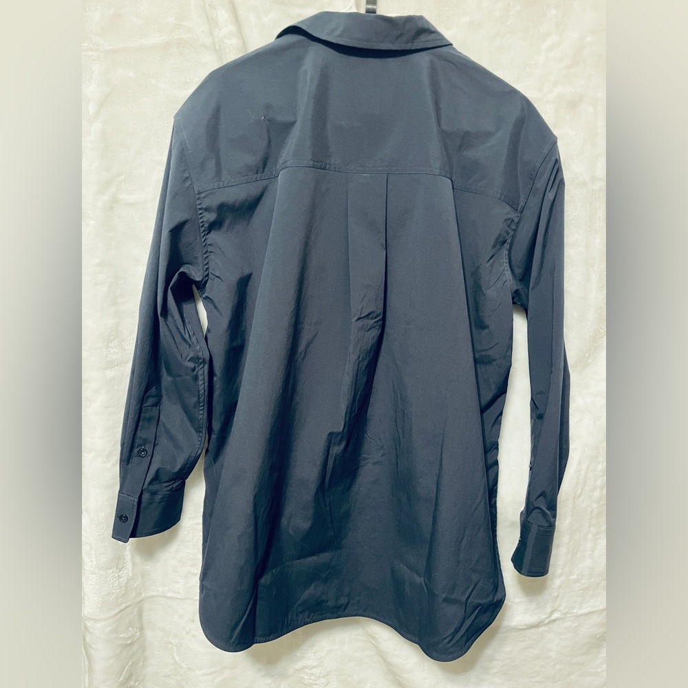 Athleta Navy Midday Relaxed Poplin Button-Down Long Sleeve Shirt, Women’s M - Picture 5 of 12